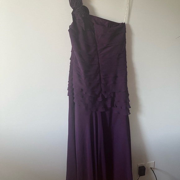 Purple Chiffon One Shoulder Dress - Picture 3 of 7